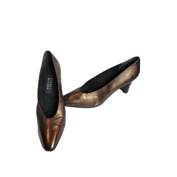 Vintage Stuart Weitzman‎ Heels Bronze Womens Retro Size 8 VTG 1990s - Picture 1 of 7